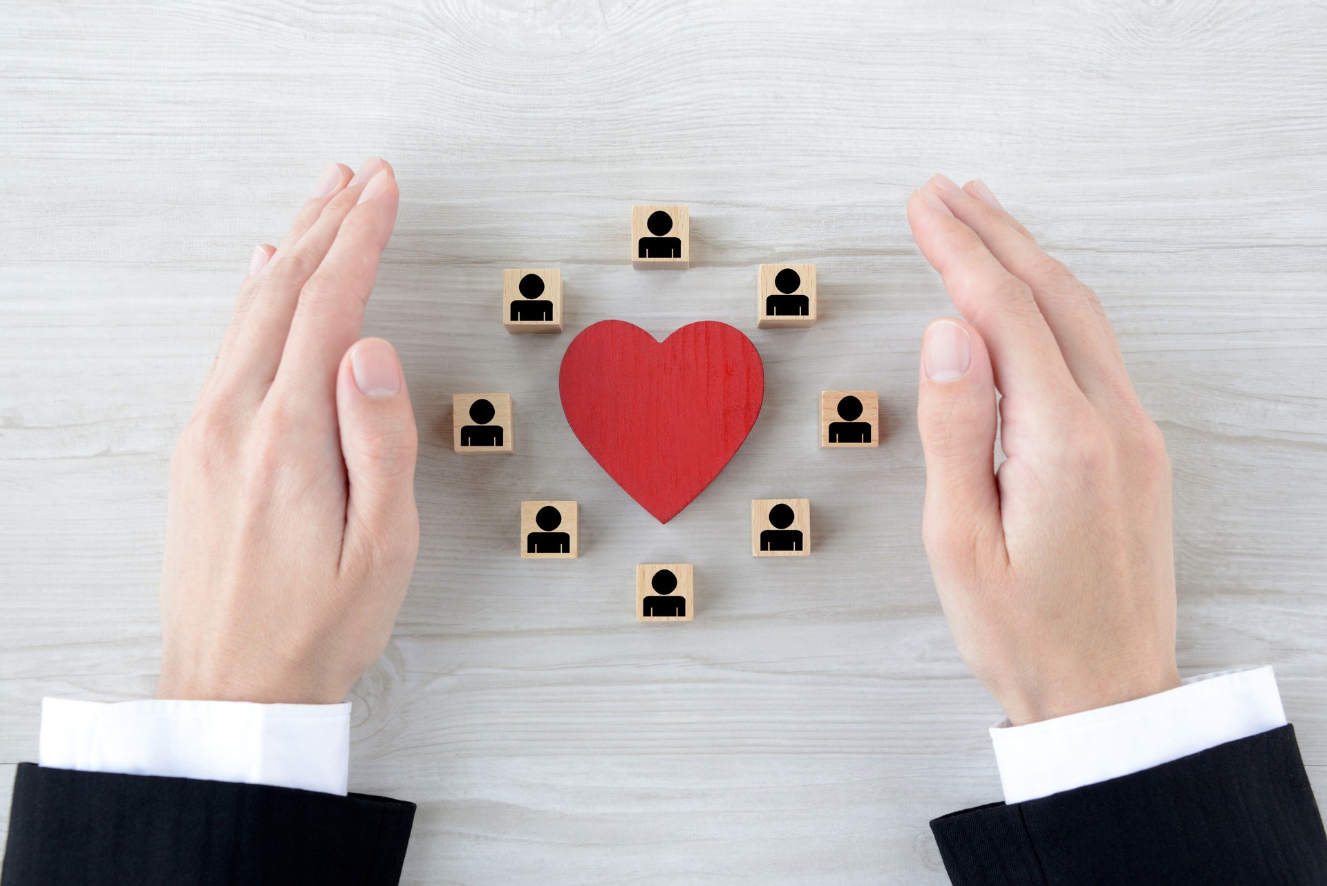 Business man keeping and saving human resources images